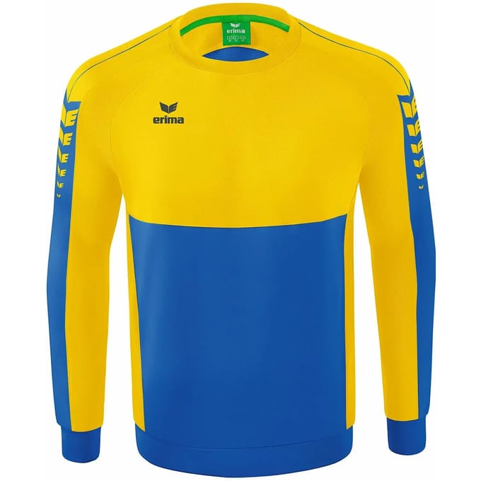 Erima Six Wings Sweatshirt Kinderen - Geel / New Royal | Maat: 152