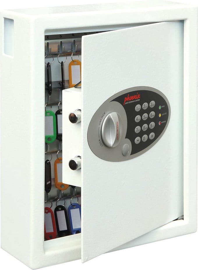 Sleutelkluis voor 48 sleutels met Vingerafdrukbeveiliging en Touchscreen | Wit 36x30x10cm