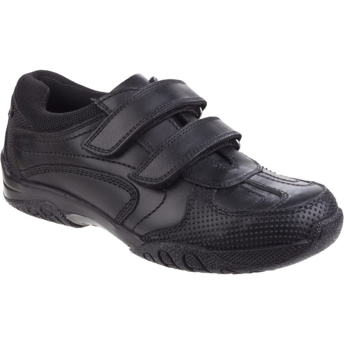 Hush Puppies Jezza Senior Leer Jongens Zwarte Loafers