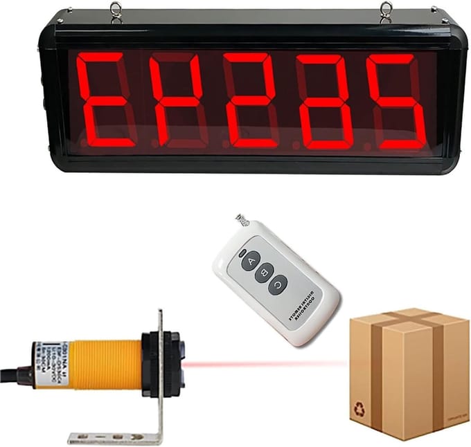 Digitale teller - Doorstraalsensor teller - Productie telling - Power-off geheugen - 4 inch display - Rood
