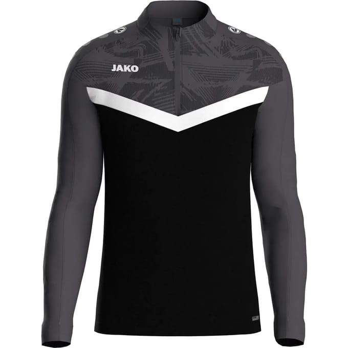 Jako Iconic Ziptop Kinderen - Zwart / Antraciet | Maat: 152