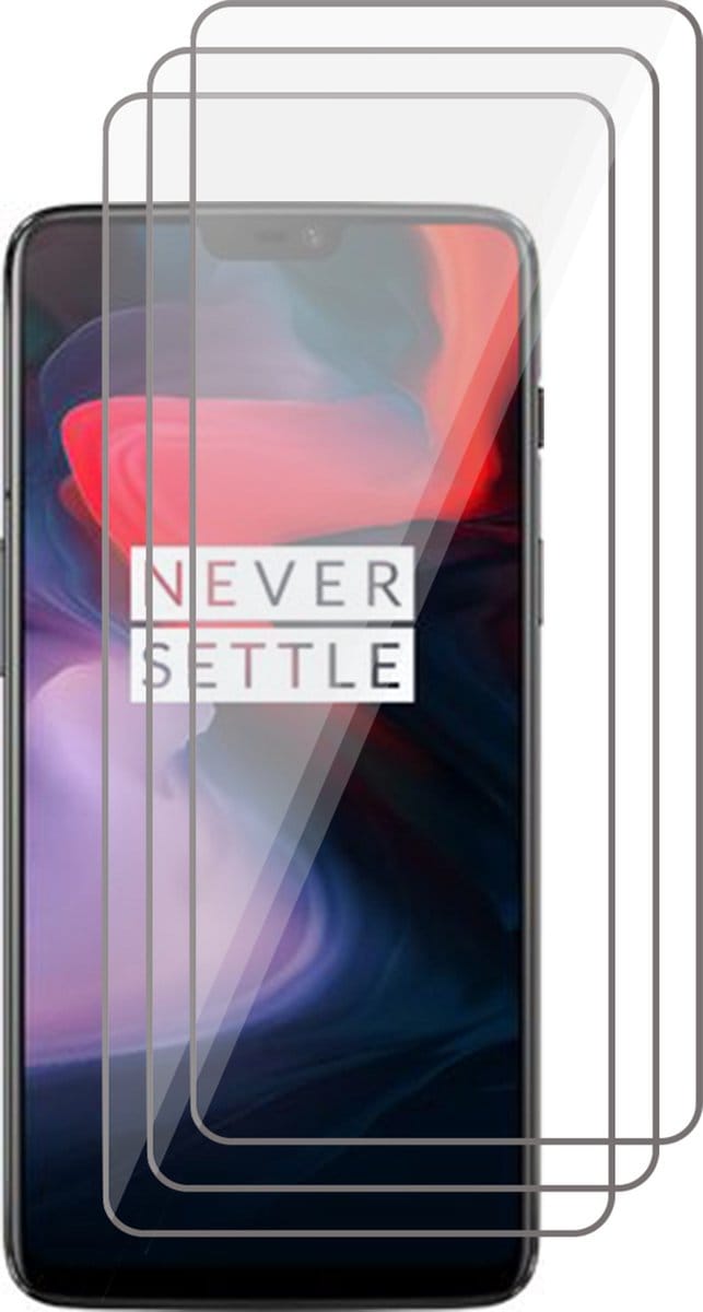 Screenprotector geschikt voor OnePlus 6 - Beschermglas Screen Protector Glas - 3 stuks