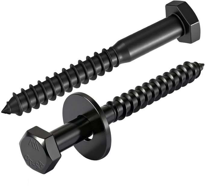 Zeskant Houtschroeven Set van 25 - A2 - M6 x 75 mm - Zwart