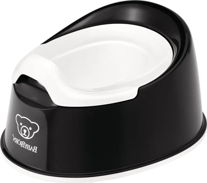 Zwarte en witte Smart Potty met handvat voor zindelijkheidstraining van kinderen