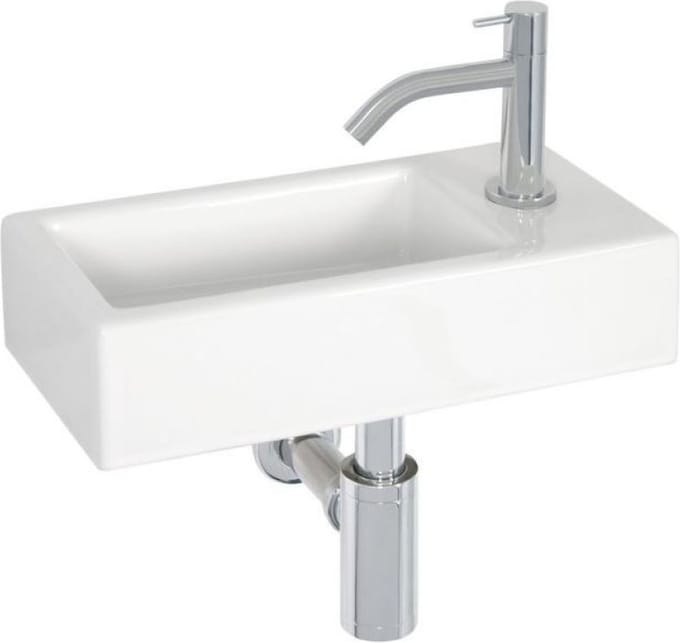 Fonteinset Brussel Keramisch Wit Kraan Rechts Chroom Kraan 36x18x9cm