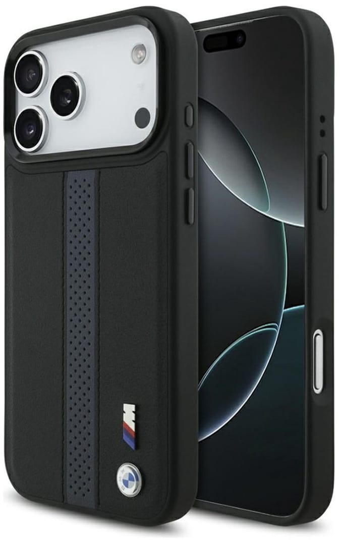 BMW Backcase hoesje geschikt voor iPhone 17 Pro Max - Effen Zwart - Kunstleer