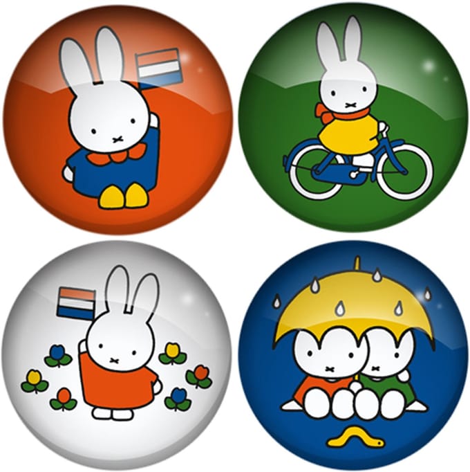 Glasmagneten - Nijntje Holland - Set Van 4 Stuks