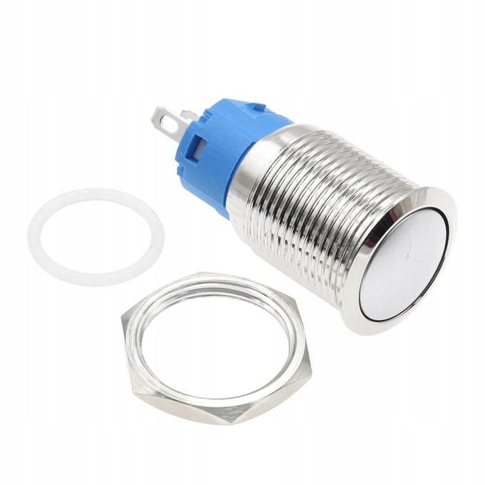 Rosfix Schakelaar Zelfreset - Vandaalbestendige Verlichte LED Wit - 12–24V, M16 RVS Geborsteld