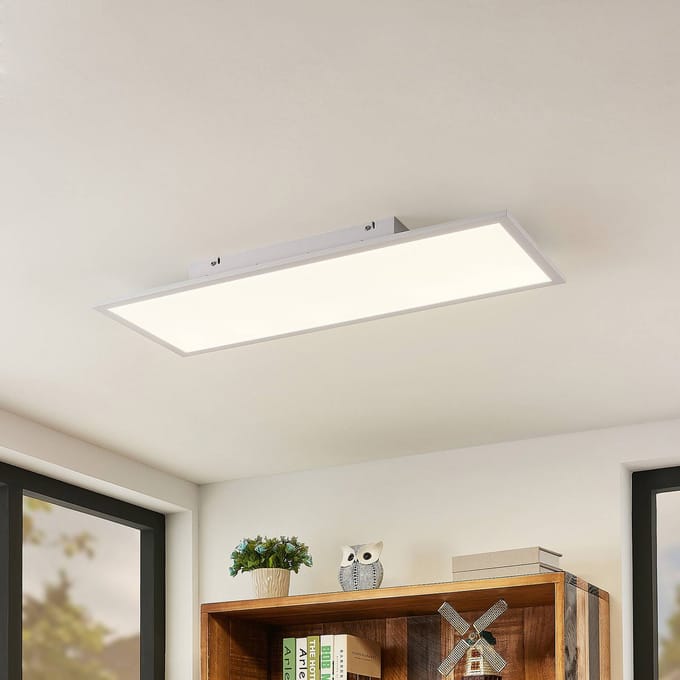 Lindby LED paneel Quais, 80 x 30 cm, wit, metaal, 4.000K