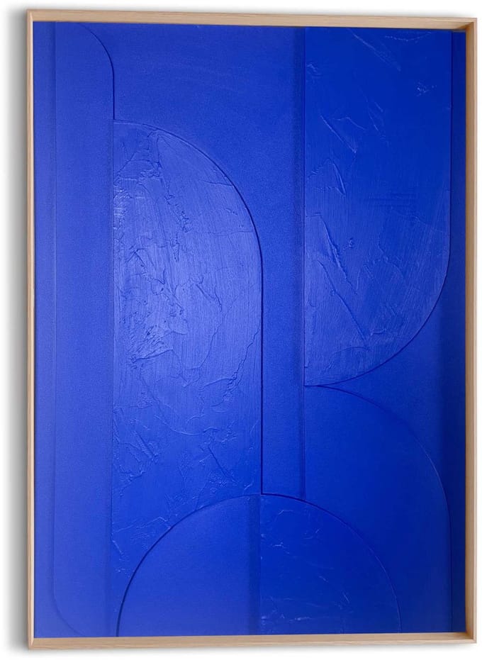 Schilderij 3D Art Blauwe Contouren - 70 x 50 - Hout - REINDERS