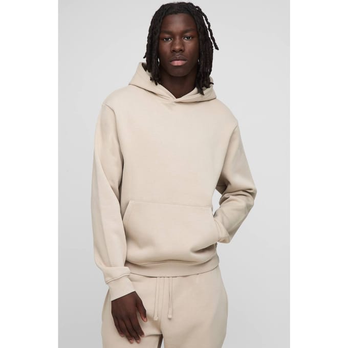 Essential Regular Fit Over the Head Hoodie | Stone | Size Medium