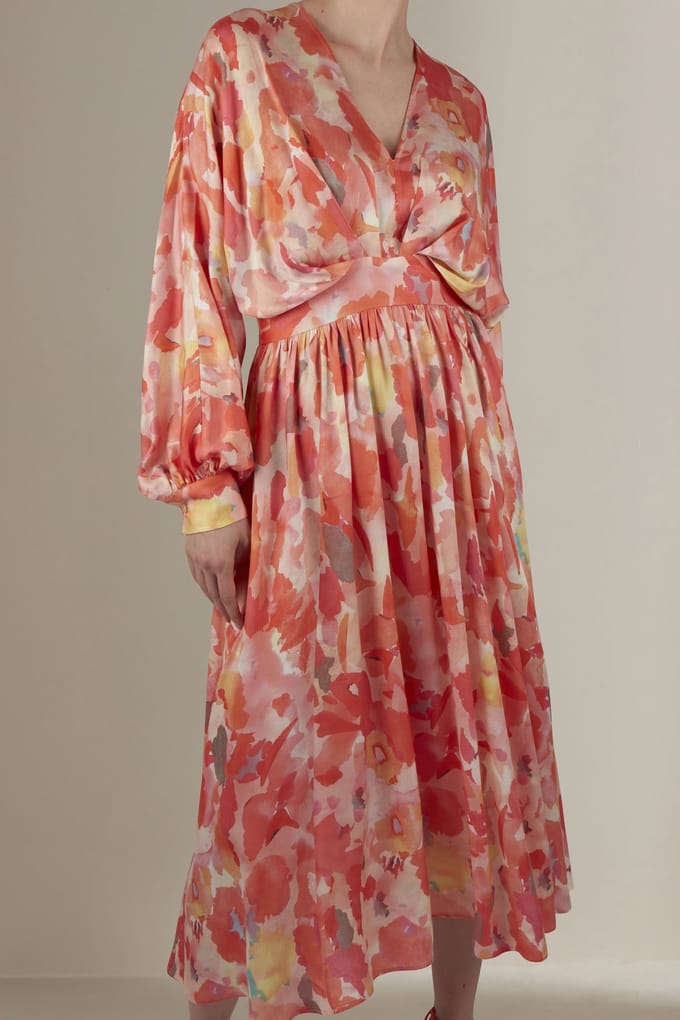 Stenströms Edvina Dress Orange Pattern Größe: XS | Maxikleider Outlet | Damen | Orange