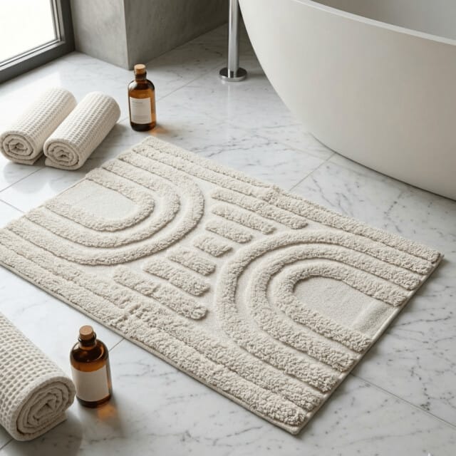 Casa di Elturo Badmat katoen boho squares franjes /wit – 50 x 80 cm