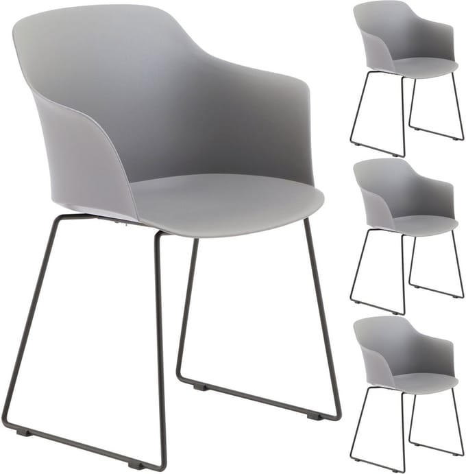 Tuinstoel FORO, set van 4, van kunststof - grijs