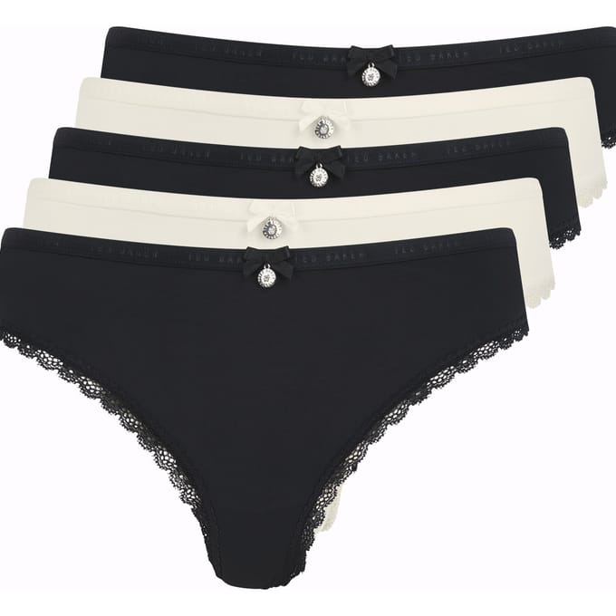 Ted Baker Petal 5pk Brief Black / Whisper White Größe: M | Unterhosen Outlet | Damen | Schwarz