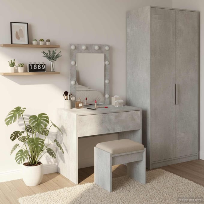 vidaXL - Kaptafel - Grijs - 60 - x - 40 - x - 70 - cm - Bewerkt - hout