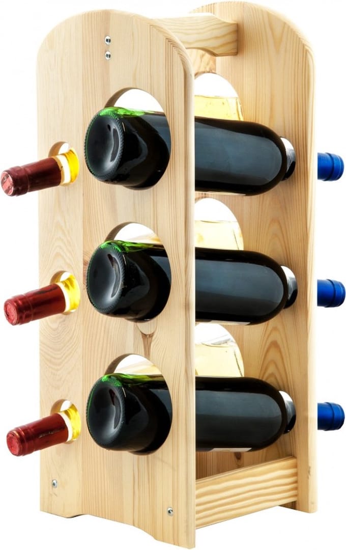 SMH LINE® Wijnrek - 6 flessen - 50x21x19cm - Handgreep - Draagbaar