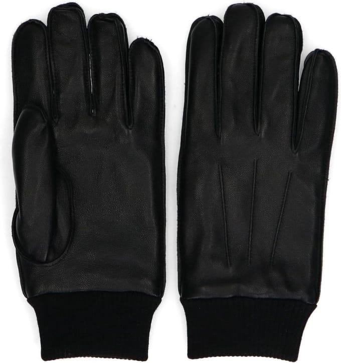 Manfield - Heren - Zwarte leren heren handschoenen - Maat 1