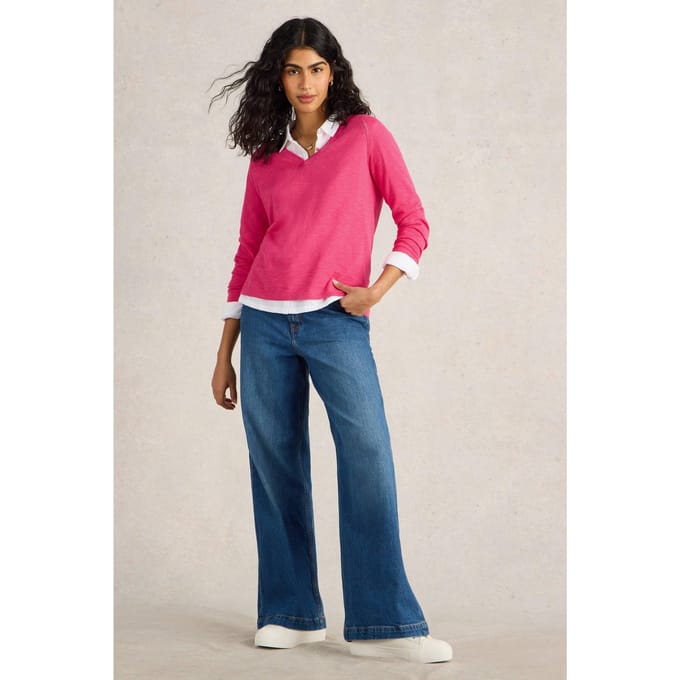 White Stuff Naria Jumper Bright Pink Größe: 8 | Longsleeves Outlet | Damen | Rosa