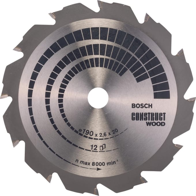 Bosch RUNDSAVKL CONSTRUCT 12T Ø190X2.6X20/16MM