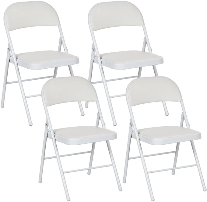 HOMCOM Folding Chair Staal, Kunstleder 46L x 45B x 78H cm Wit