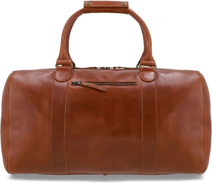 BUCKLE & SEAM Leren Reistas Willow Dot Weekender Cognac Bruine