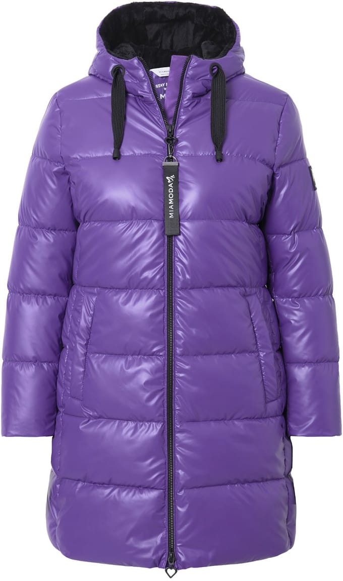 MIAMODA - Dames - Doorgestikte jas capuchon 2-wegrits - Violet - Maat 48