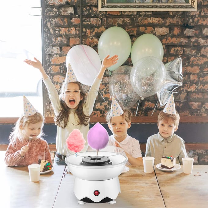 Machine à guimauve domestique pour enfants, moteur en cuivre pur haute puissance 400W avec plaque anti-éclaboussures US Plug blanc