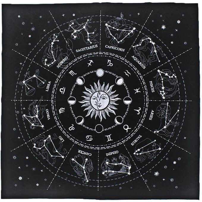 Nappe de Tarot Spéciale Nappe Douce Flocage Nappe de Table Divination Carte black