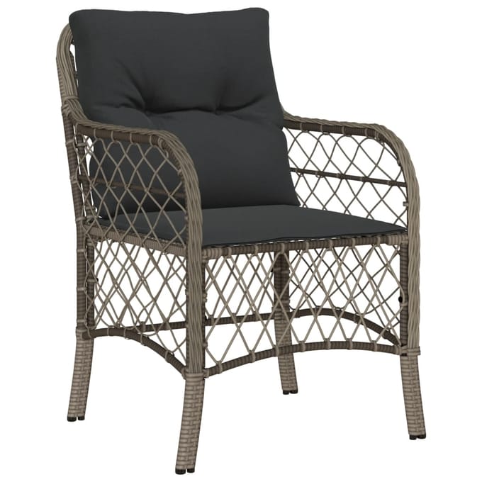 vidaXL - 7-delige - Tuinset - met - kussens - poly - rattan - grijs