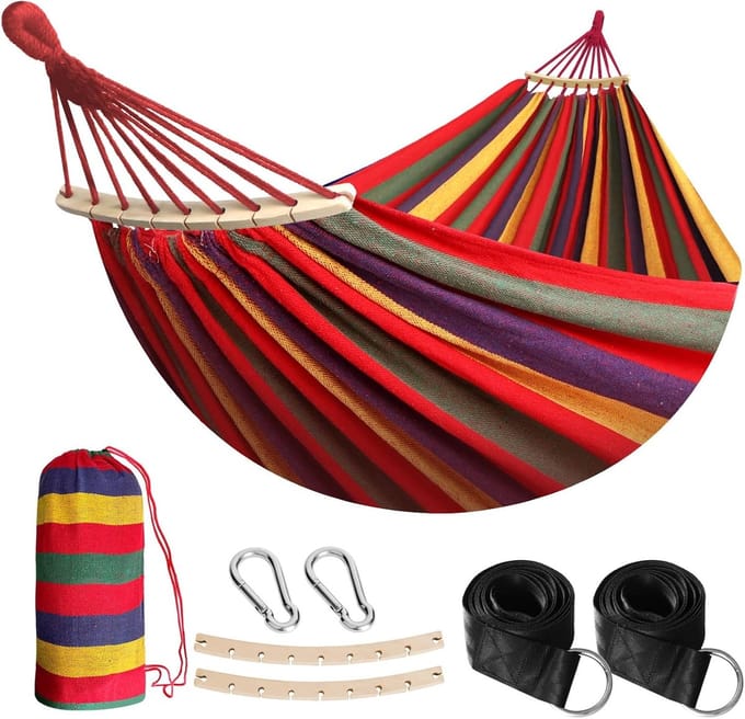Hangmat met Spreidstok - Ademend Katoen - Loungeplek