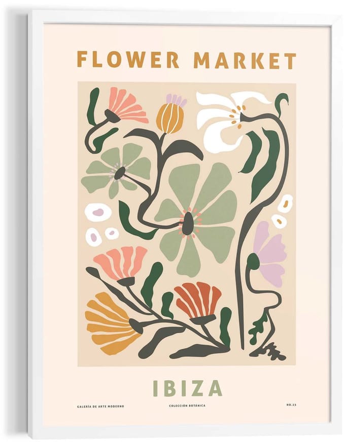 Schilderij Flower Market - Ibiza - 70 x 50 - Hout - REINDERS