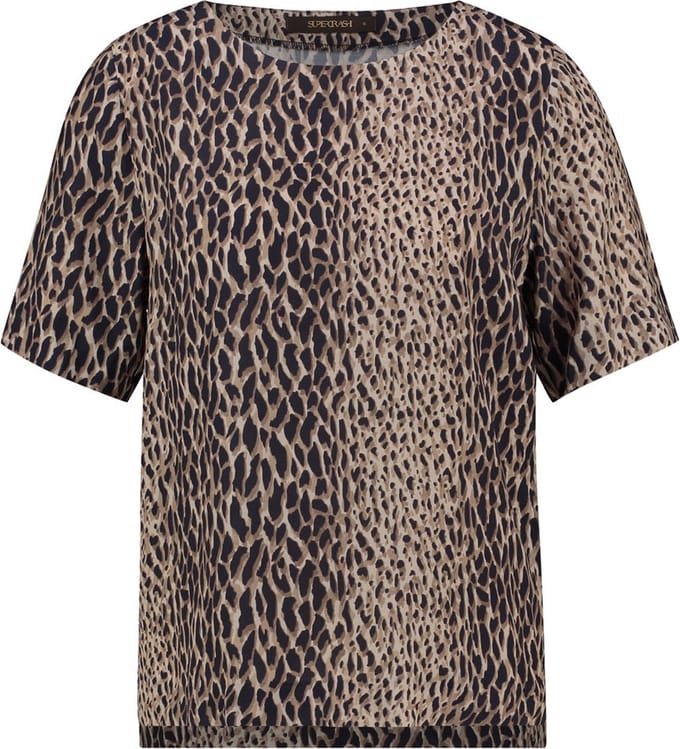 Supertrash - Top - Blouse Dames - Shirt - Korte Mouw - Panterprint - 36