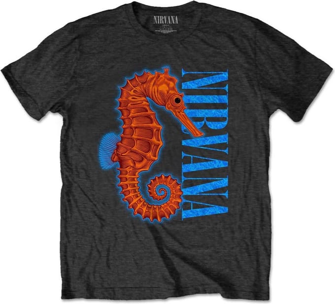 Nirvana - Seahorse Heren Tshirt - 2XL - Zwart
