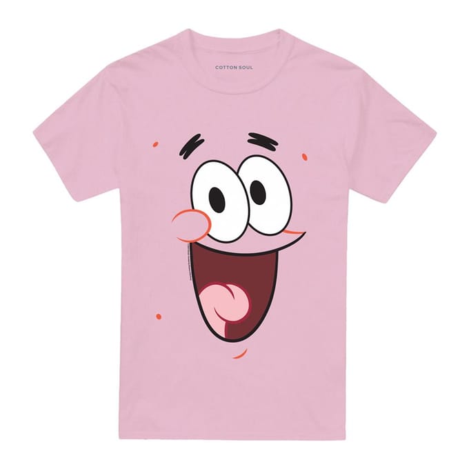 Spongebob Squarepants Unisex Volwassen Patrick Star Glimlach T-shirt S roze