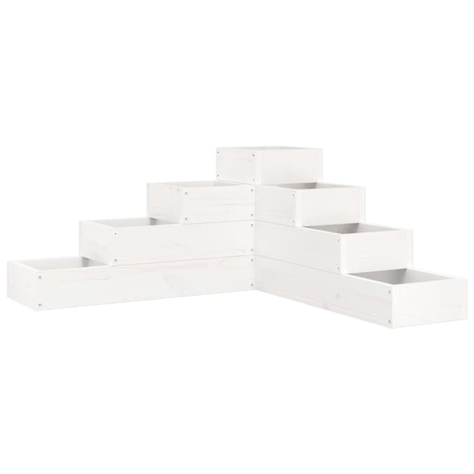 vidaXL - Plantenbak - 4-laags - 80,5x79x36 - cm - massief - grenenhout - wit