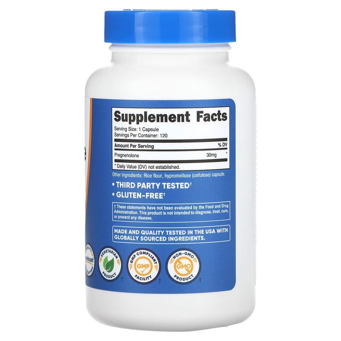 Nutricost, pregnenolon, 30 mg, 120 capsules