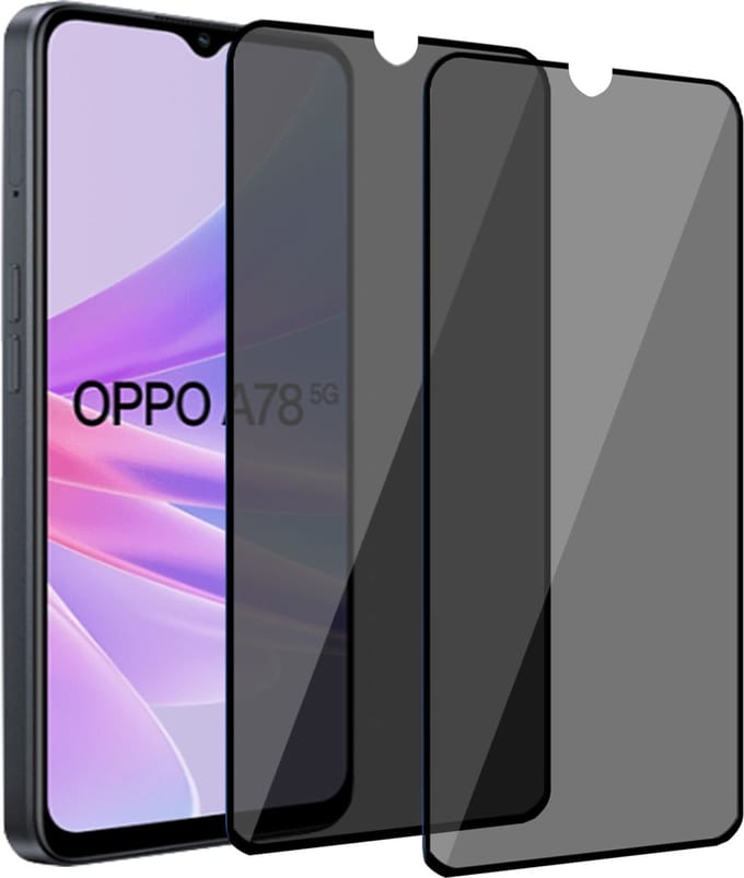 2x Geschikt voor Oppo A78 Privacy Screenprotector - Privé Beschermglas- Privacy GuardCover