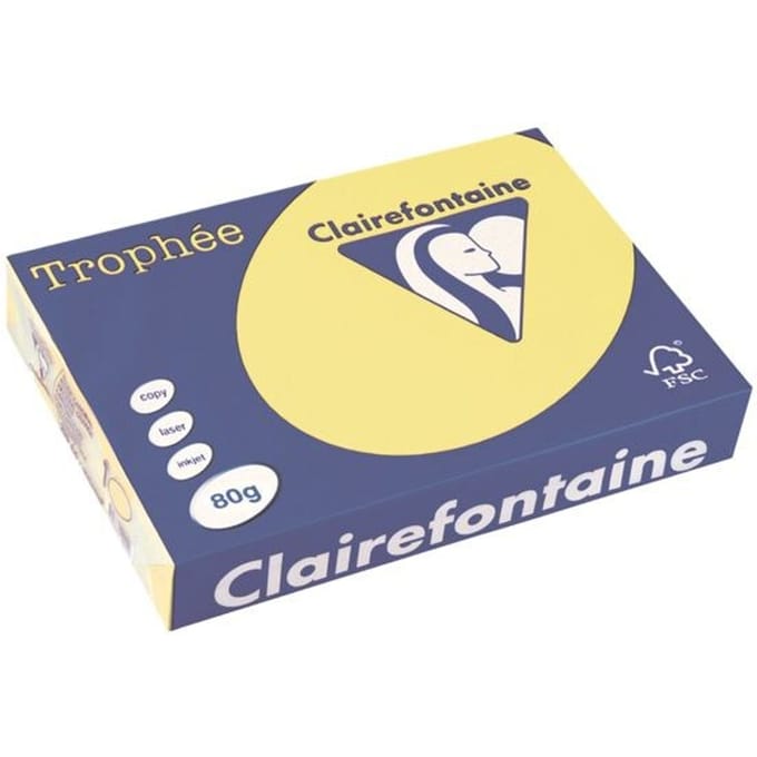 Clairefontaine Trophée gekleurd papier, A4, 80 g, 500 vel, citroengeel