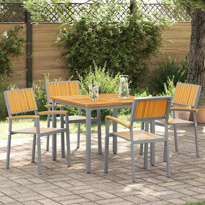 vidaXL - Stapelstoel - 4 - st - Bruin - Massief - Acacia - Hout - Stapelbaar