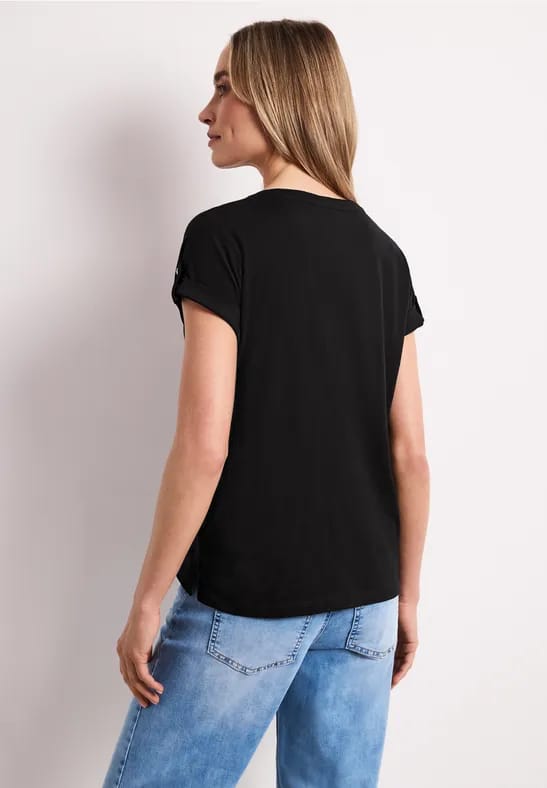 Shirt met gespleten hals en knoopdetails