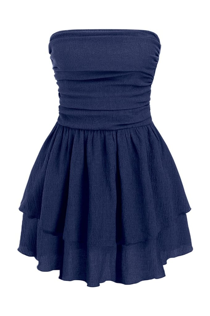 Strapless Rimpel Mini-jurk