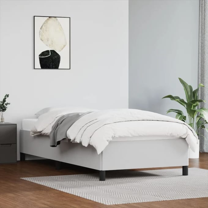 vidaXL - Bedframe - zonder - matras - 90x190 - cm - kunstleer - wit