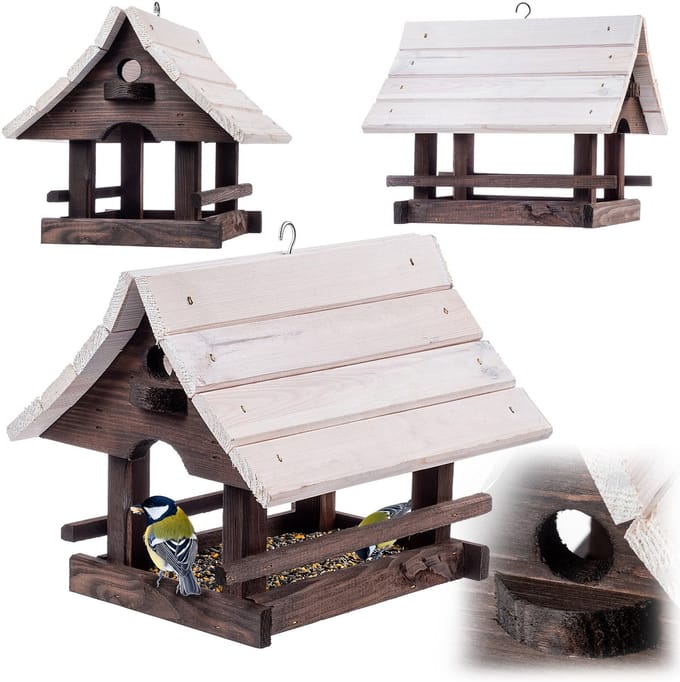 KADAX Voedertoren houten bergdorp bruin-wit K15561