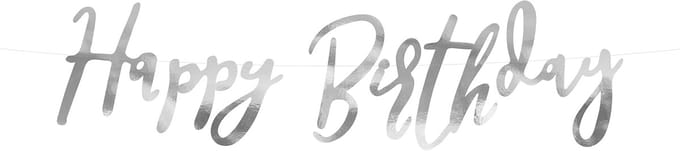 PartyDeco - Banner Happy Birthday Zilver