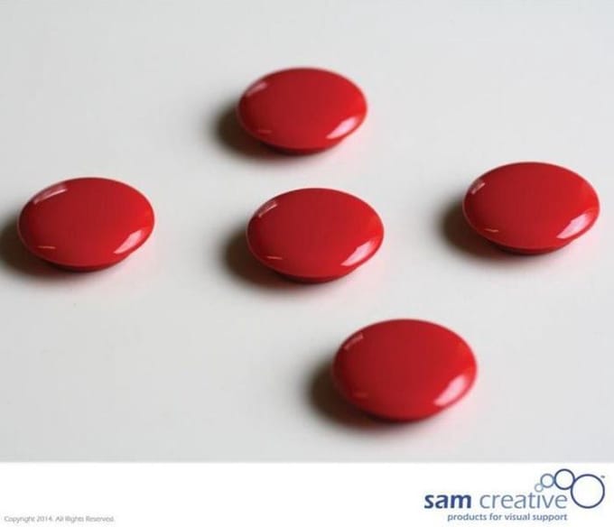 Sam Creative Whiteboard Magneten - Rond - 30 mm - Rood - 5 stuks - Magneten