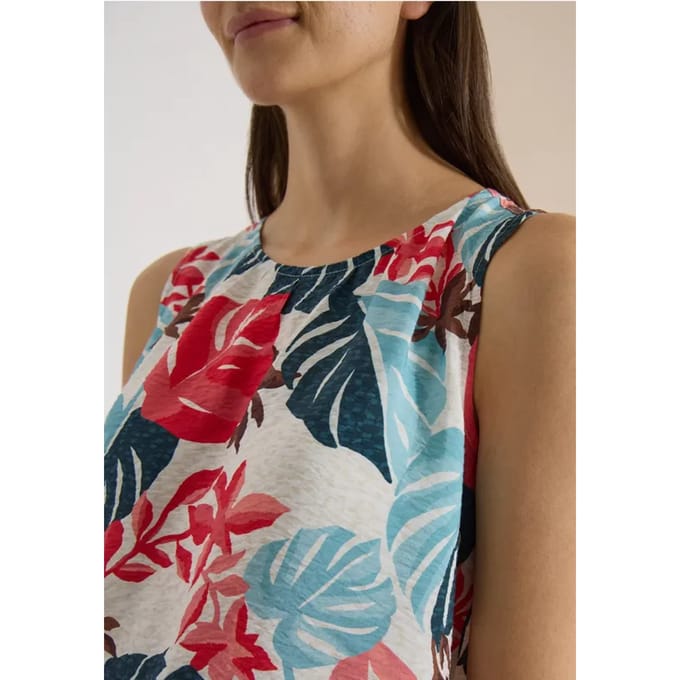 Blouse met ronde hals en bladerenprint