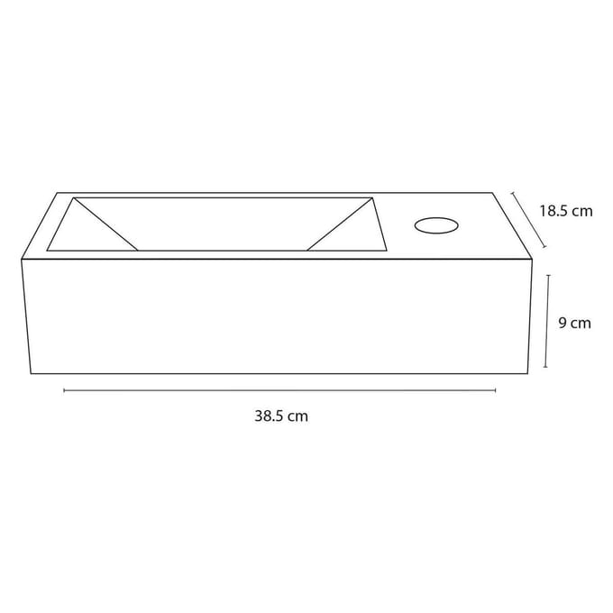Differnz Ravo Fontein - Wasbak Beton - Lichtgrijs - 38.5 x 18.5 x 9 cm