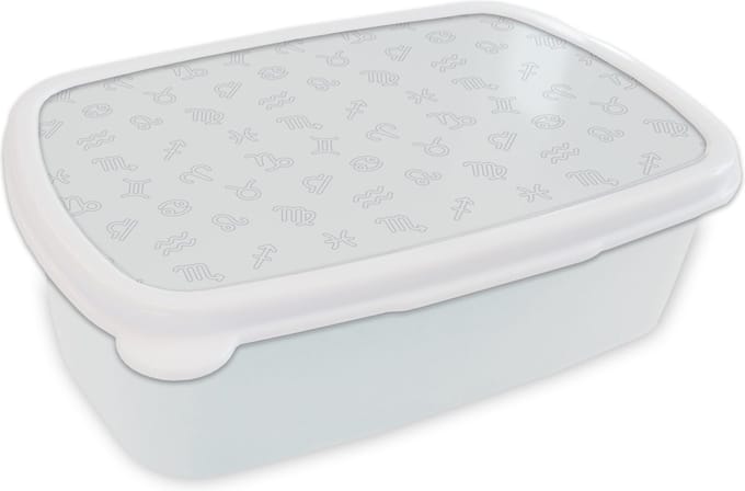 Broodtrommel Wit - Lunchbox - Brooddoos - Sterrenbeeld - Astrologie - Design - 18x12x6 cm - Volwassenen