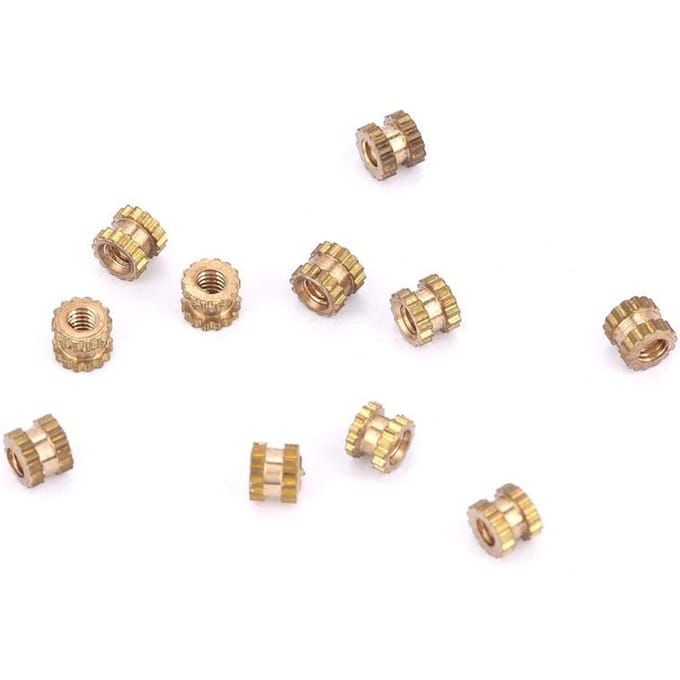 M2 Messing Cilinder Gekartelde Ronde Ingevormde Insert Ingebouwde Moeren (M2*4*3.5; 100 stuks)